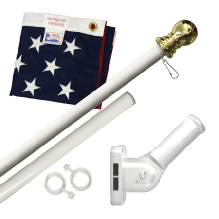 Global Flags Unlimited Aluminum Rotating White Flagpole Kit With Flag - 3'x5' 208292